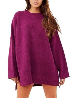 Free People Peaches Plum Caspia Oversized Tunic Sweater. Size XS/Runs Very Large